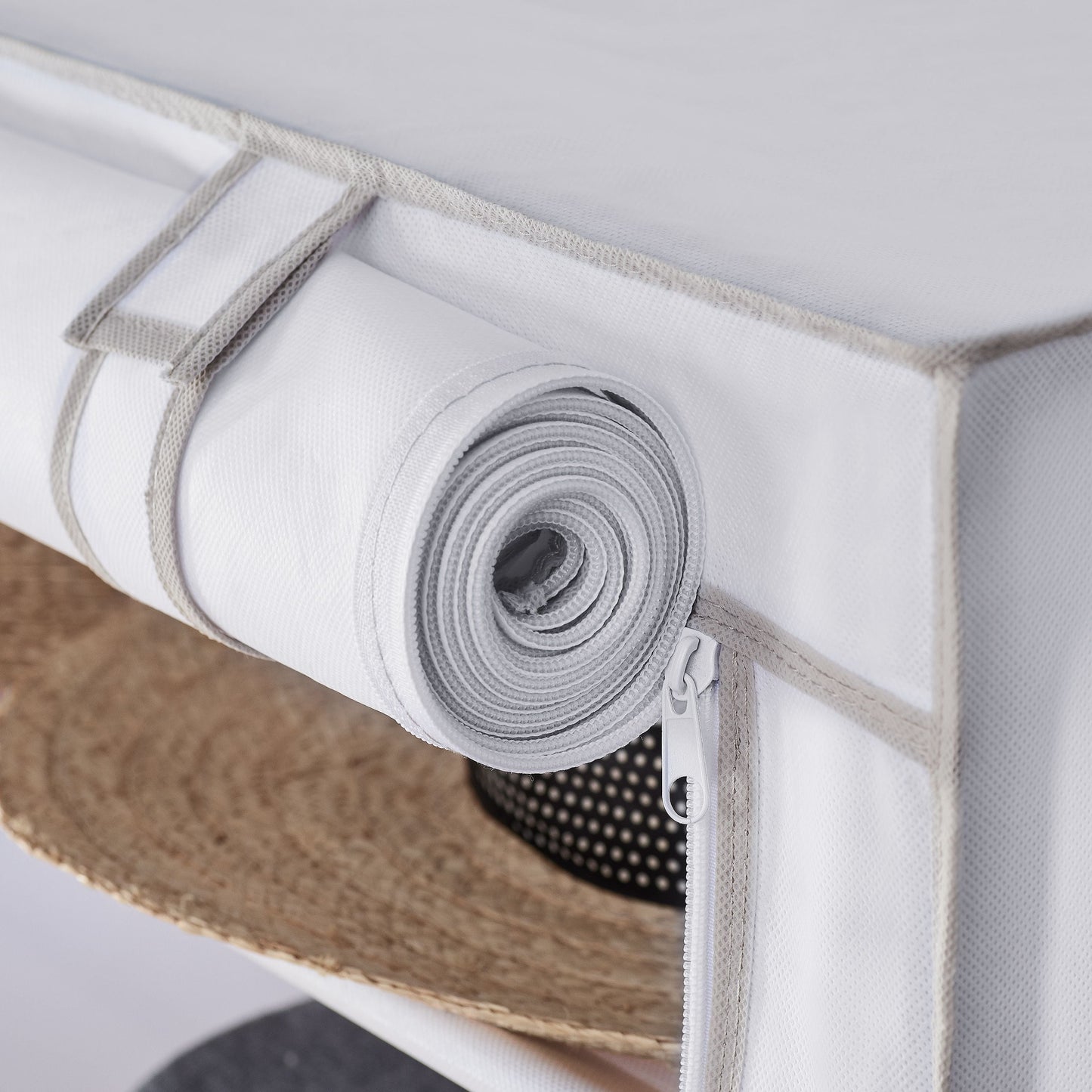Mainstays 10-Shelf Shoe Organizer with Cover, Accommodates 30 Pairs, Dimensions: 31.5"W x 13.46"D x 69.09"H, White