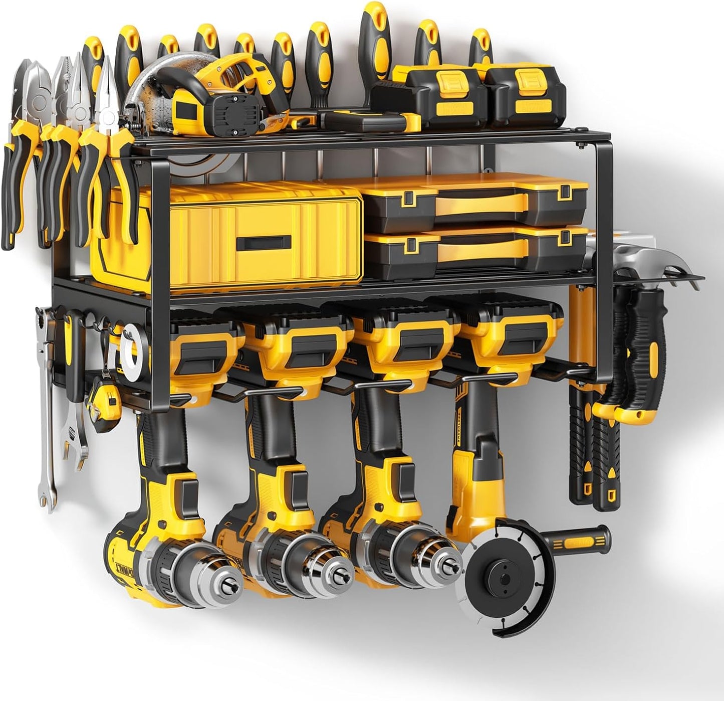 Hipidian Fathers Day Best Gifts for Daddy, Heavy Duty Power Tool Organizer Wall Mount- 400Lb Capacity 4-Tier Storage Rack with 8 Drill Holders for Garage Tools, Birthday Gifts for Men Dad Husband