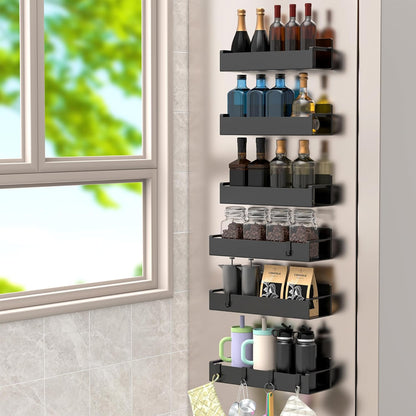 Magnetic fridge spice rack, full set laid out