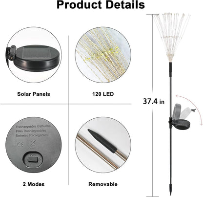 Solar firework starburst light, wire arms bent into a spiral shape