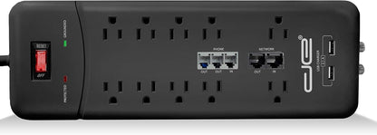 Digital Energy 10-Outlet Straight Plug 4050 Joules Heavy Duty Surge Protector (8 FT, WHT)