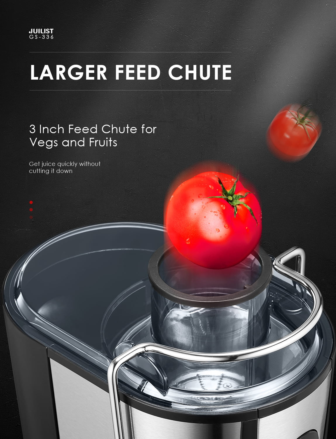 Juilist 2-Speed 400W Electric Juicer - 11 Fl Oz Silver Powerhouse for Fresh Juice!