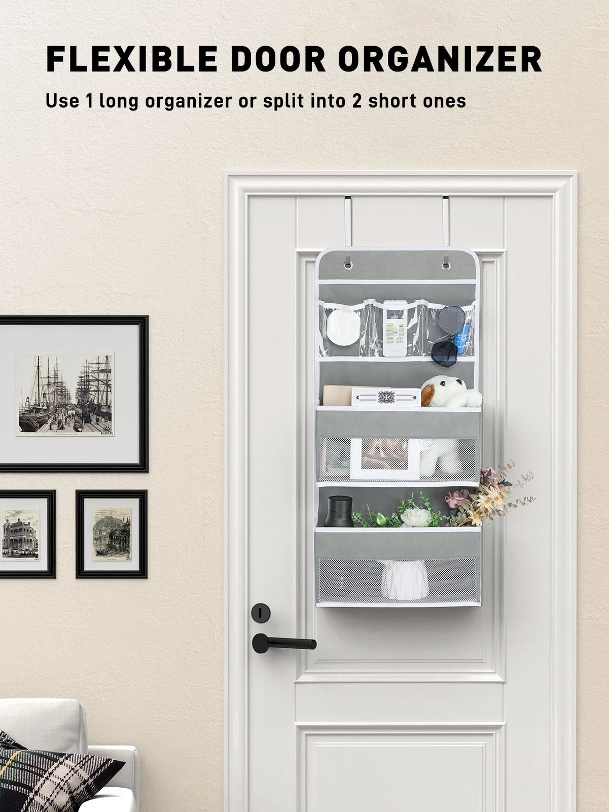 Lazyspin 6-Shelf over the Door Organizer, Door Hanging Storage, Gray