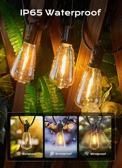 Outdoor ST38 LED string lights, close-up of bulb