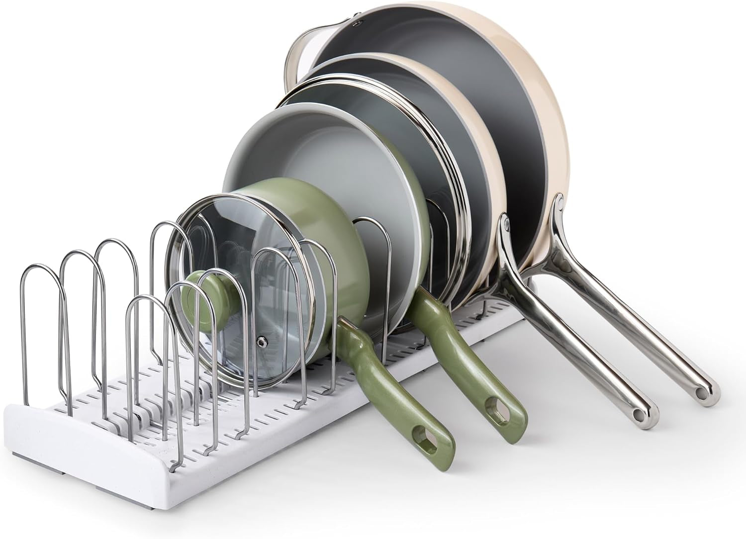 Youcopia Storemore Pan + Lid Rack, Expandable Pot Lid Organizer, Adjustable