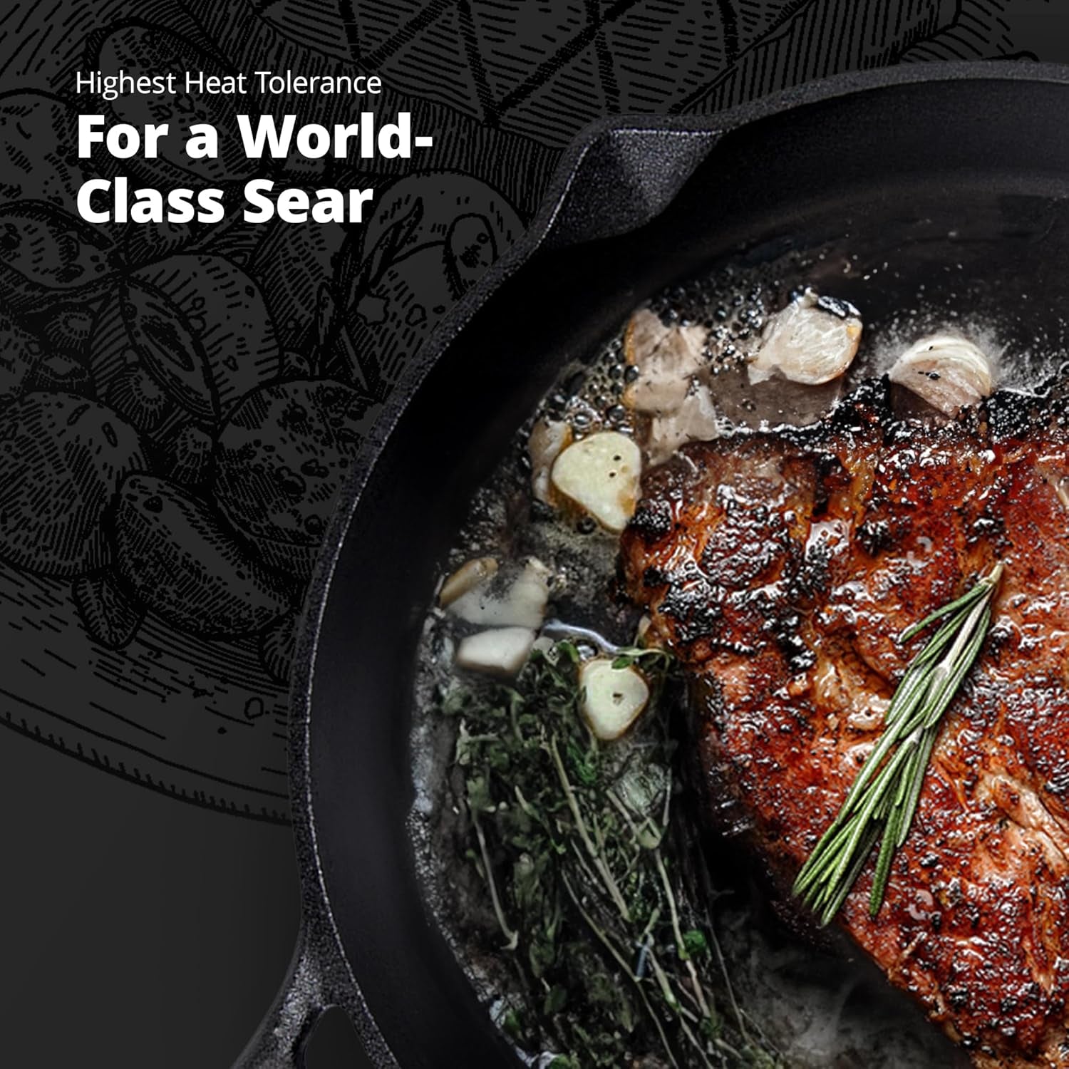 Master Chef's 12-Inch Greater Goods Cast Iron Skillet - Smooth Milled & Organically Pre-Seasoned for Perfect Cooking Every Time!