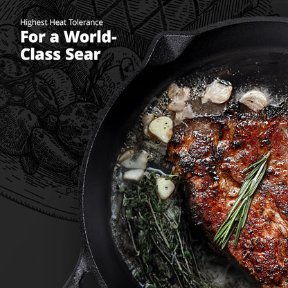 Master Chef's 12-Inch Greater Goods Cast Iron Skillet - Smooth Milled & Organically Pre-Seasoned for Perfect Cooking Every Time!
