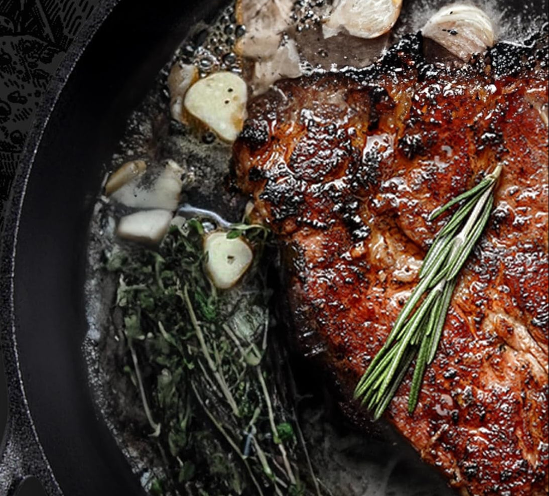 12-Inch Cast Iron Skillet - Smooth Milled & Organically Pre-Seasoned for Perfect Cooking Every Time!