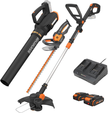 WORX Cordless String Trimmer & Lawn Edger, 12'' Electric Weed Wacker with Command Feed, 20V Weed Eater with 5.5 LBS, 2 Batteries & Charger Included, WG163