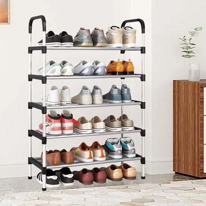YOYTOO 5-Tier Stackable Metal Shoe Rack - Organize Up to 15 Pairs of Shoes for Closet and Entryway Storage