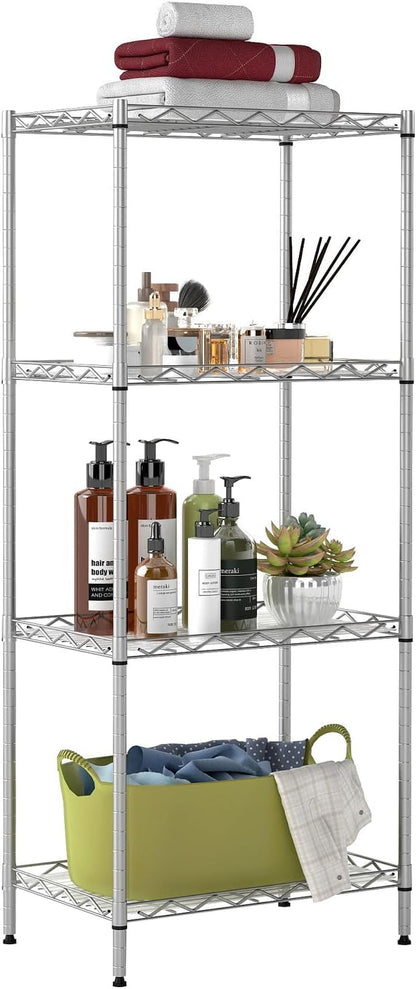 Bestoffice | 6-Tier Wire Storage Shelves with Wheels | 18X48X78 | Chrome | Adjustable Racks | Heavy-Duty Metal Shelf, Holds Upto 600 Lbs | No-Tool Assembly | Ideal for Home & Garage Shelving