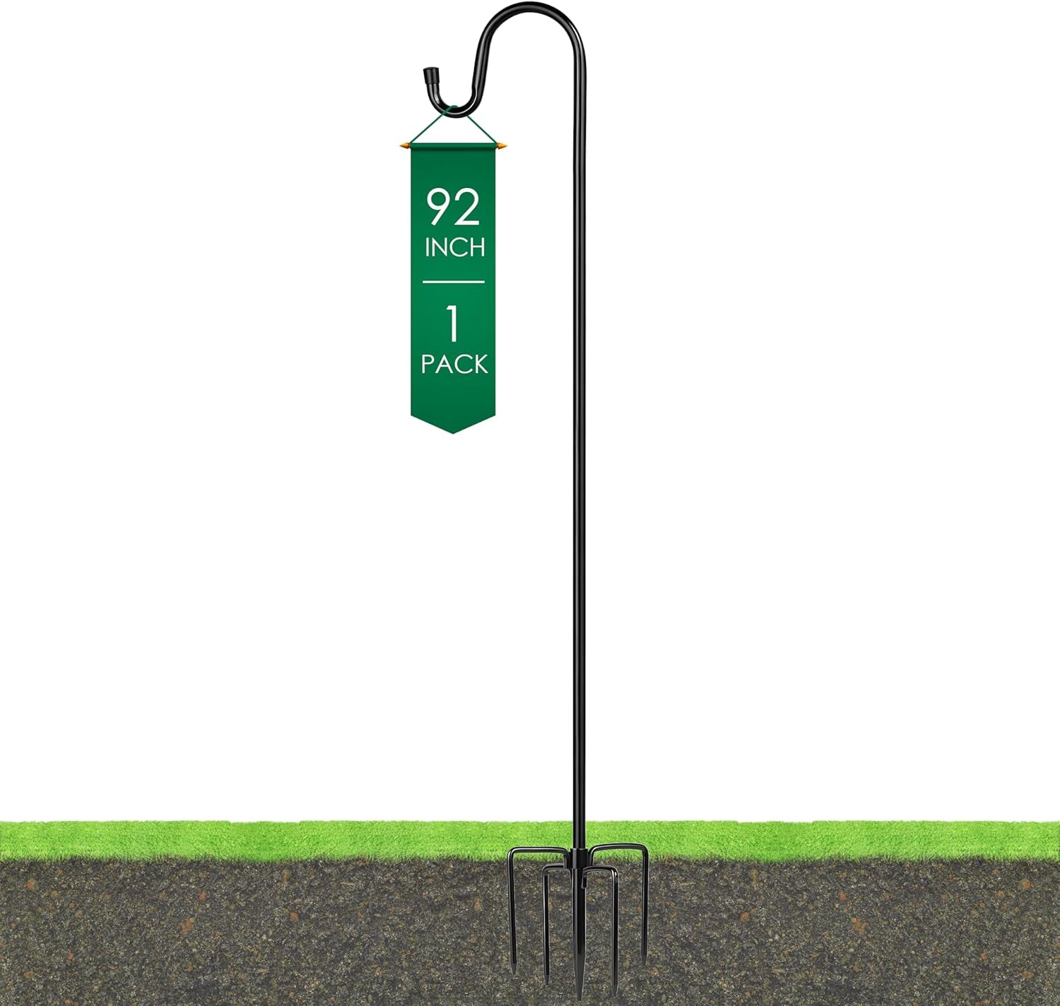 Adjustable shepherd hook, three-piece assembly
