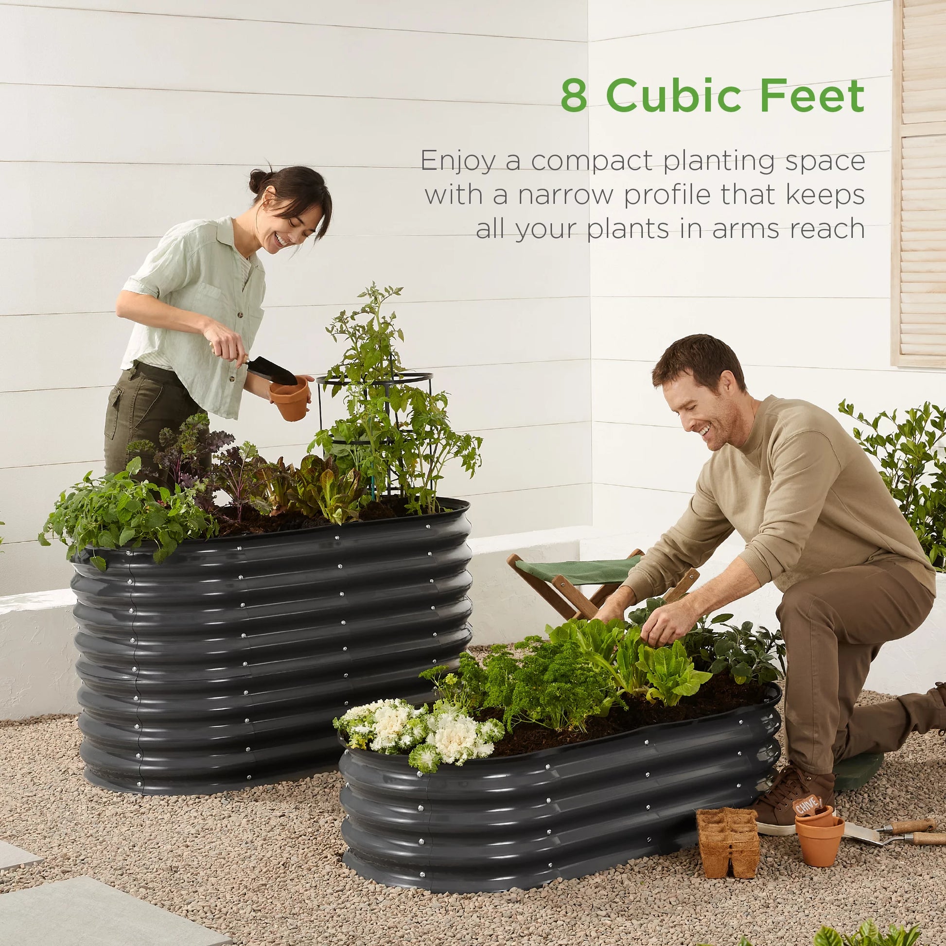 Elevate Your Gardening with the Best Choice Products 4x2x1 Ft Charcoal Oval Metal Raised Garden Bed - Perfect for Vegetables and Flowers!