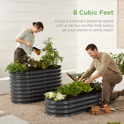 Elevate Your Gardening with the Best Choice Products 4x2x1 Ft Charcoal Oval Metal Raised Garden Bed - Perfect for Vegetables and Flowers!