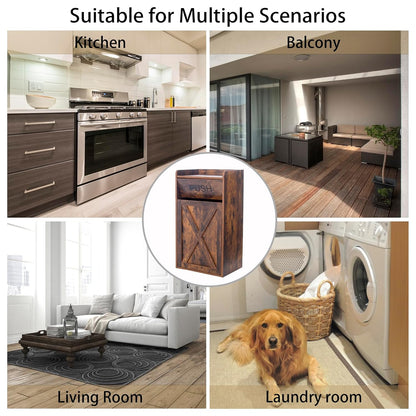 13 Gallons Tilt Out Trash Cabinet, Hidden Trash Can Cabinet Wooden Tilt Out Pet Proof Hidden Trash Bin Cabinet for Kitchen Living Room, Brown