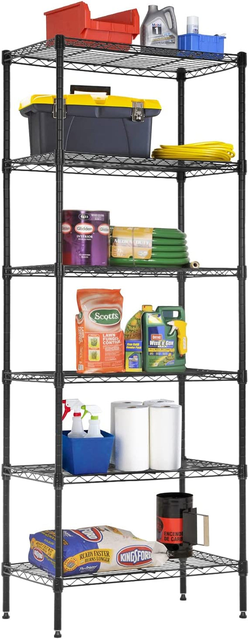 Bestoffice | 6-Tier Wire Storage Shelves with Wheels | 18X48X78 | Chrome | Adjustable Racks | Heavy-Duty Metal Shelf, Holds Upto 600 Lbs | No-Tool Assembly | Ideal for Home & Garage Shelving