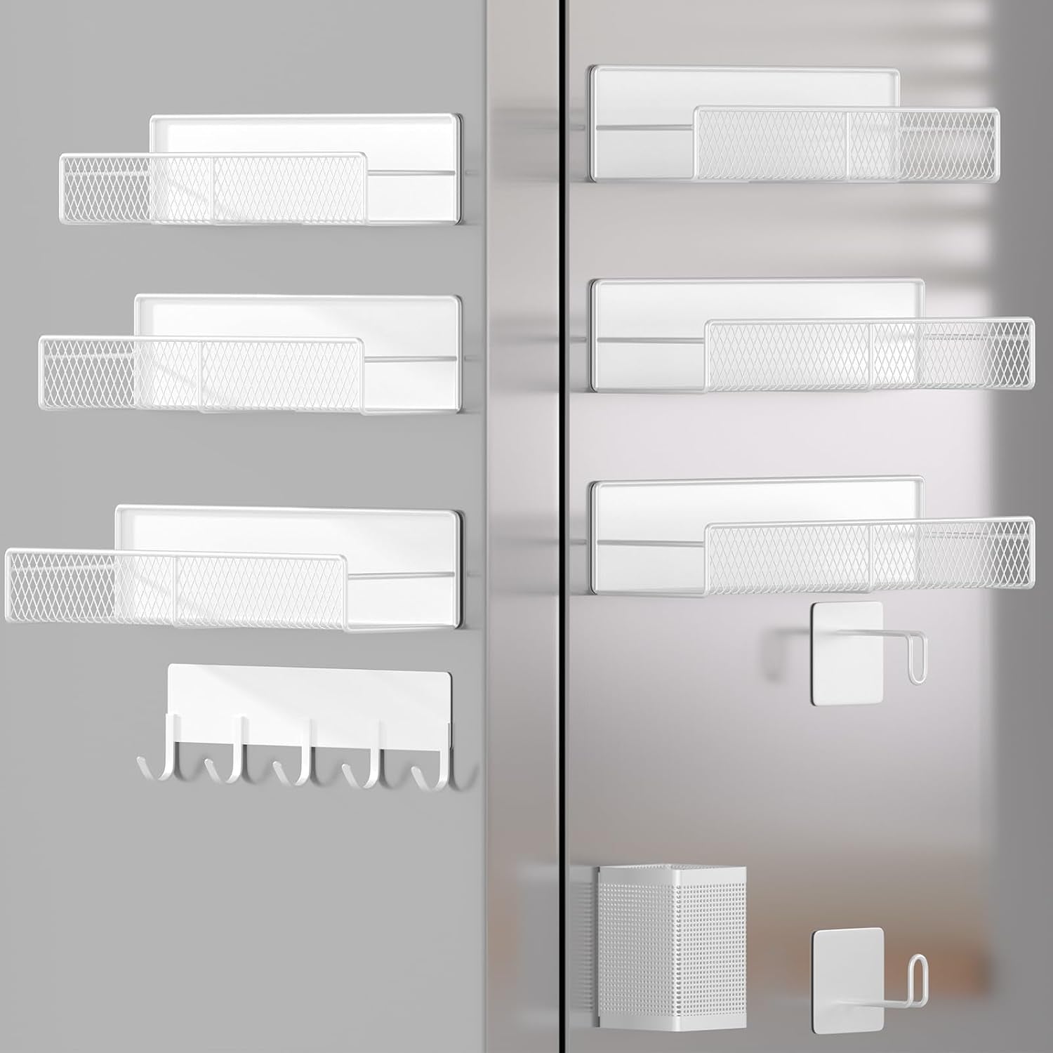 Magnetic spice rack shelf, close-up of magnetic backing