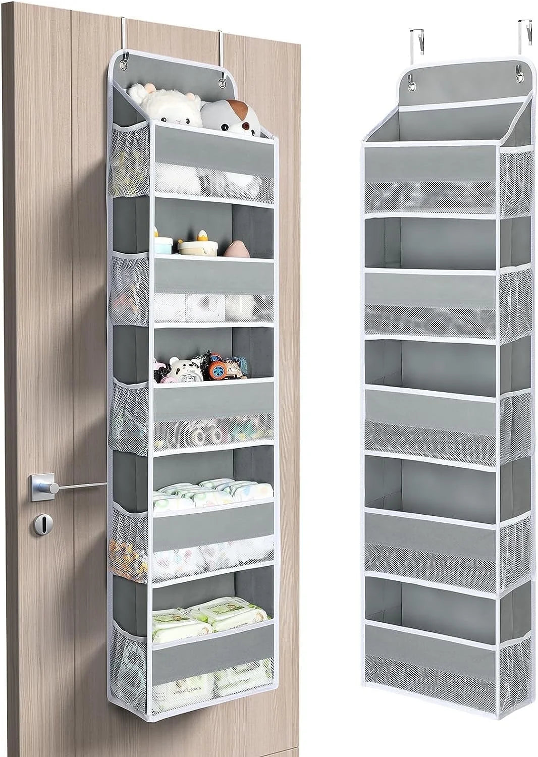 Lazyspin 6-Shelf over the Door Organizer, Door Hanging Storage, Gray