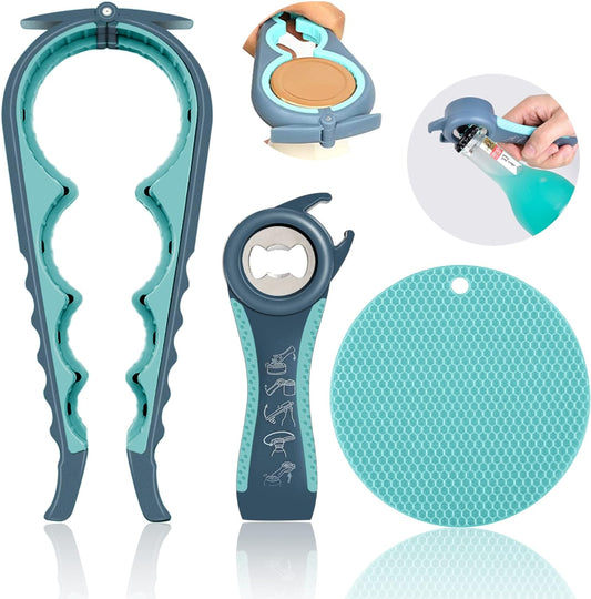 5-in-1 jar and bottle opener set, all three pieces