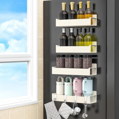 Magnetic fridge spice rack, side view