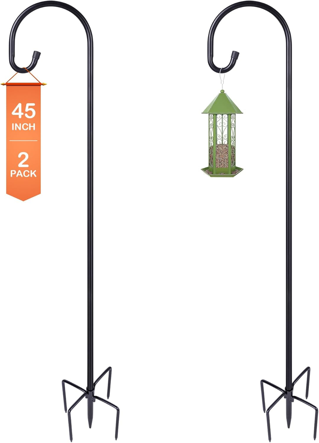 Adjustable shepherd hook, height comparison across sizes
