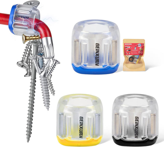3Pieces Multipurpose Magnetic Screw Holder Set, Removable Magnetizer Rings for Hex Bits, Compatible with Screwdrivers, Power Drills and Hex Wrenches, Applicable Size 6-12Mm(Yellow,Blue,Black)