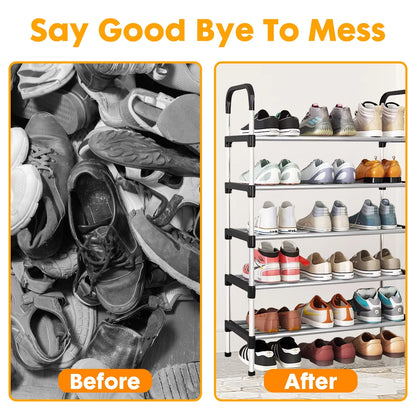 YOYTOO 5-Tier Stackable Metal Shoe Rack - Organize Up to 15 Pairs of Shoes for Closet and Entryway Storage
