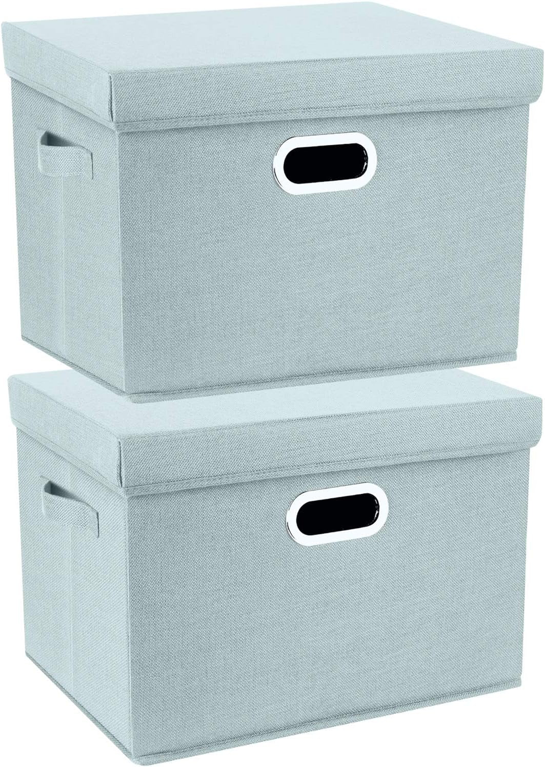 TYEERS Collapsible Storage Bins with Lids, Large Fabric Storage Boxes - 2 Pack - Classic Blue