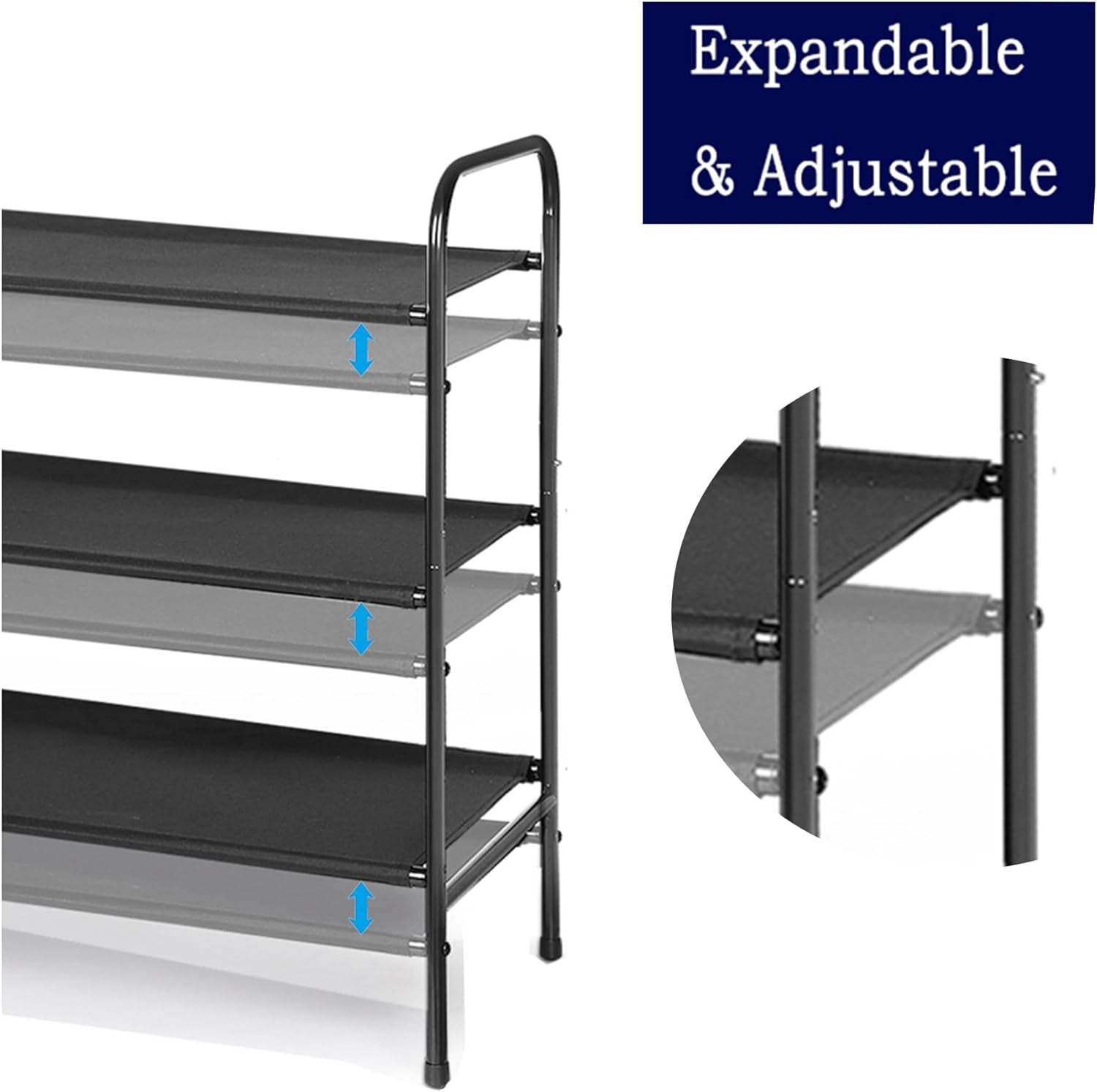 MAX Houser 3-Tier Metal Shoe Rack - Stylish and Sturdy Storage for 9-12 Pairs, Easy Assembly for Entryway or Bedroom - Sleek Black Design