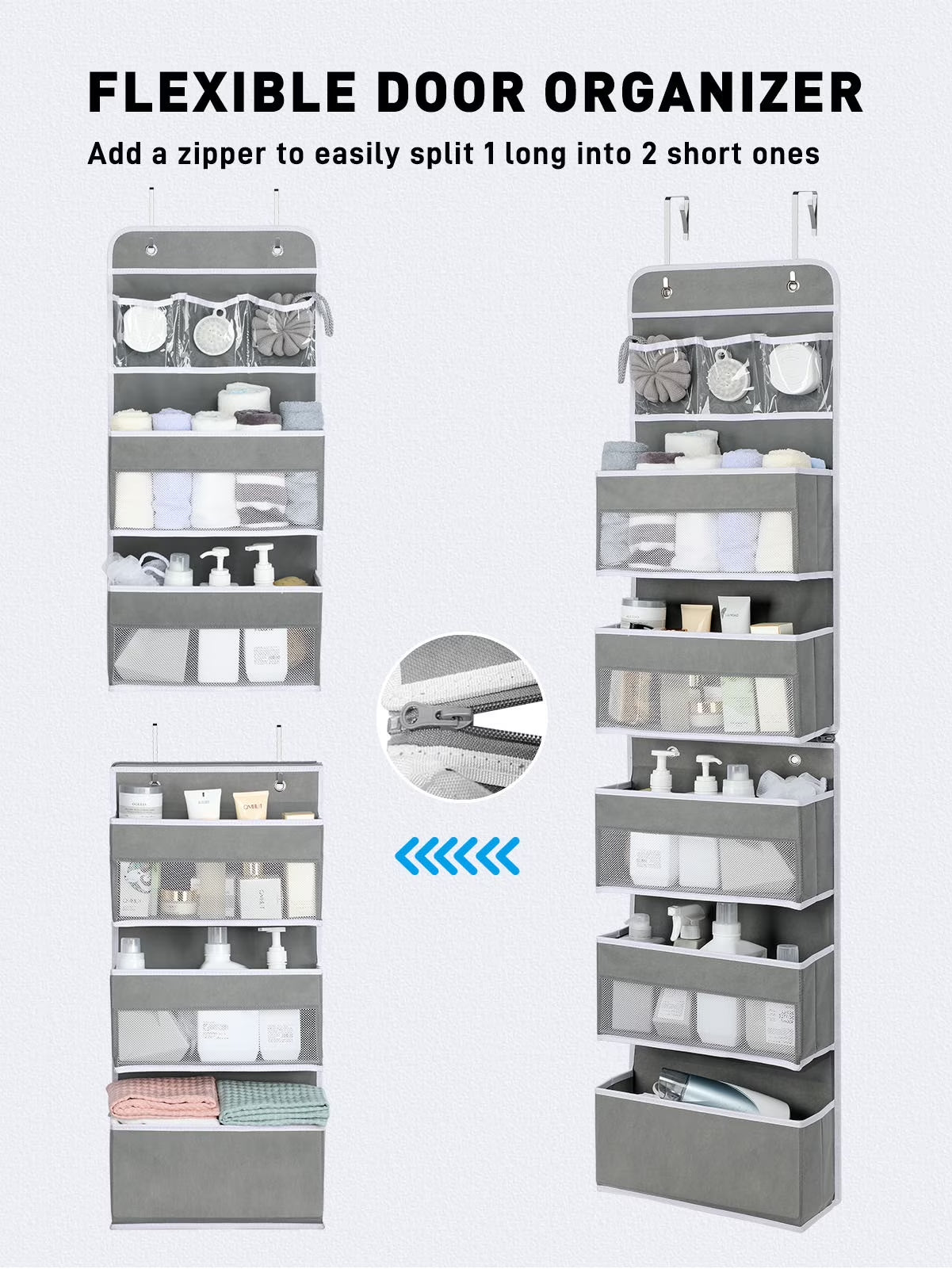 Lazyspin 6-Shelf over the Door Organizer, Door Hanging Storage, Gray