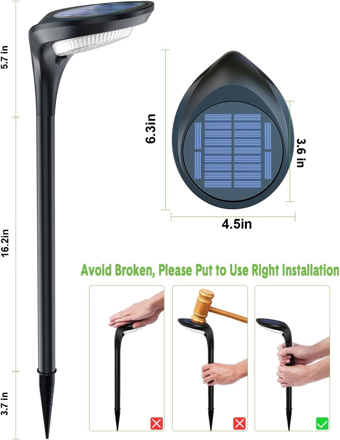 Outdoor Solar Pathway Lights - 4 Pack, 150 Lumens, Waterproof IP65, Dual Color Modes for Landscape, Walkway, Driveway, Garden, and Patio Lighting