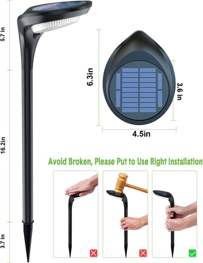 Outdoor Solar Pathway Lights - 4 Pack, 150 Lumens, Waterproof IP65, Dual Color Modes for Landscape, Walkway, Driveway, Garden, and Patio Lighting