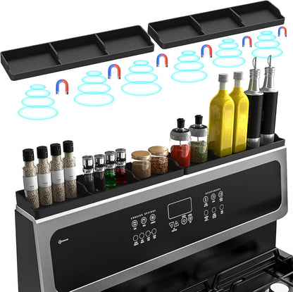 Foeacry 30 Inch Magnetic Stove Top Shelf - Heat Resistant Silicone over the Stove Shelf Spice Rack, No Drill Easy Clean Kitchen Storage Organizer for Small Kitchen, Fits Gas & Electric Stoves