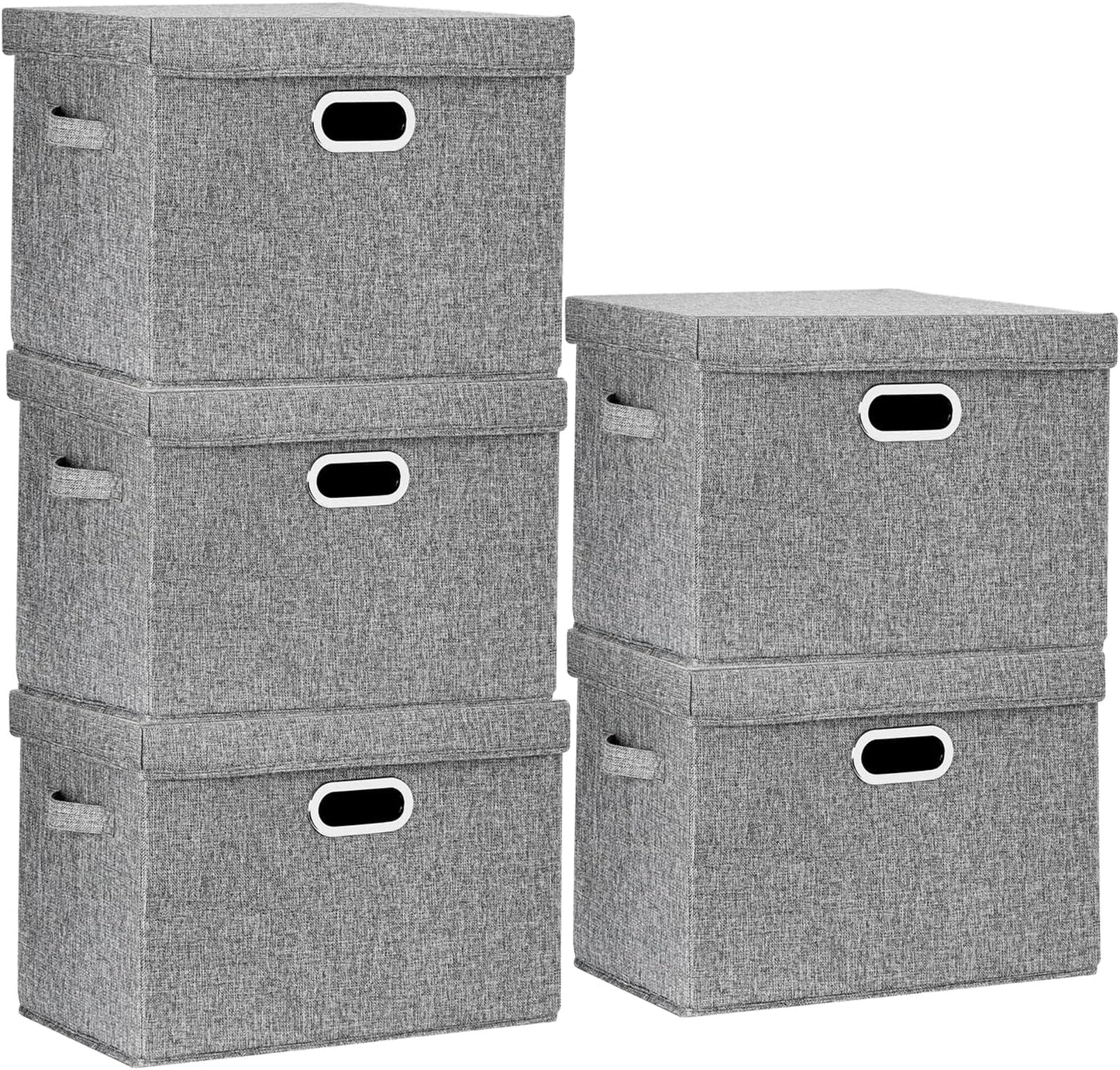 TYEERS Collapsible Storage Bins with Lids, Large Fabric Storage Boxes - 2 Pack - Classic Blue