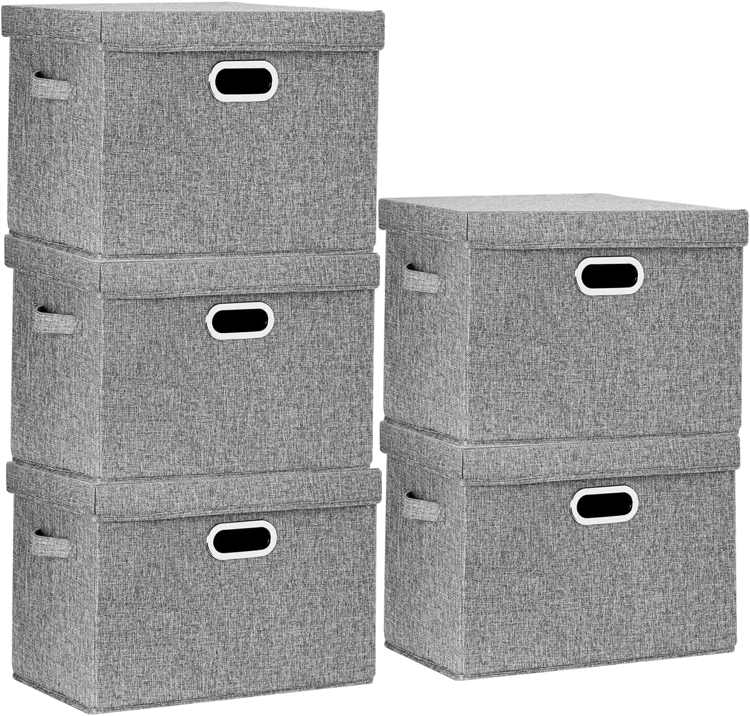 TYEERS Collapsible Storage Bins with Lids, Large Fabric Storage Boxes - 2 Pack - Classic Blue