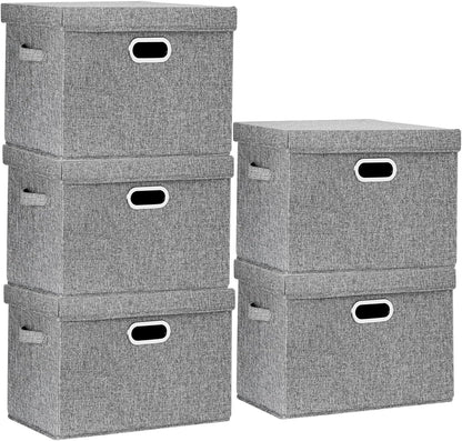 TYEERS Collapsible Storage Bins with Lids, Large Fabric Storage Boxes - 2 Pack - Classic Blue