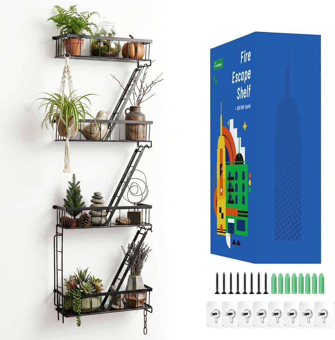 Fire escape wall shelf in white finish