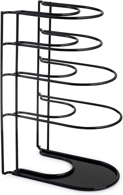Cuisinel Extra Large 5-Tier Heavy Duty Pots and Pans Organizer - Durable, Space-Saving Rack for Cast Iron Skillets and Dutch Ovens - No Assembly Required - Sleek Black Design