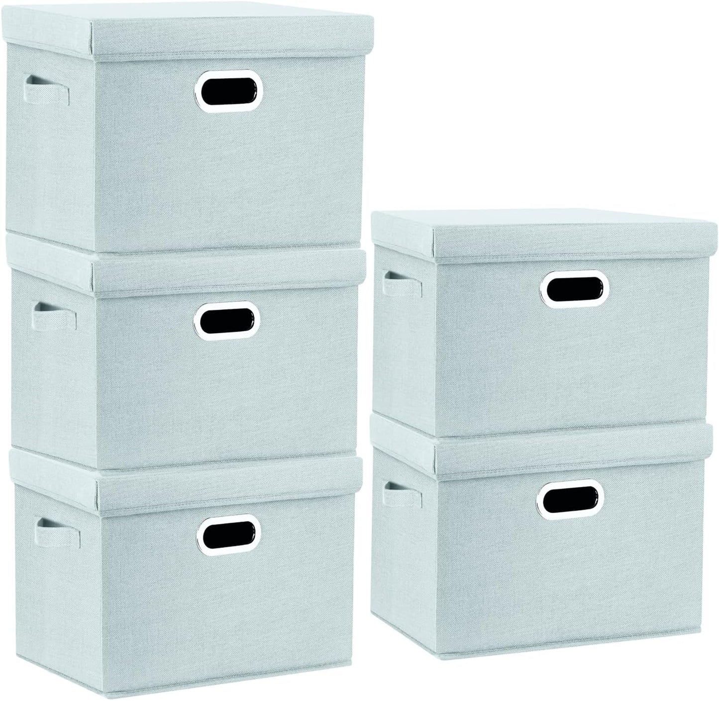 TYEERS Collapsible Storage Bins with Lids, Large Fabric Storage Boxes - 2 Pack - Classic Blue