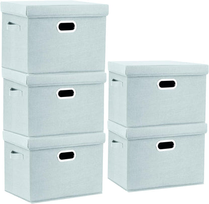 TYEERS Collapsible Storage Bins with Lids, Large Fabric Storage Boxes - 2 Pack - Classic Blue