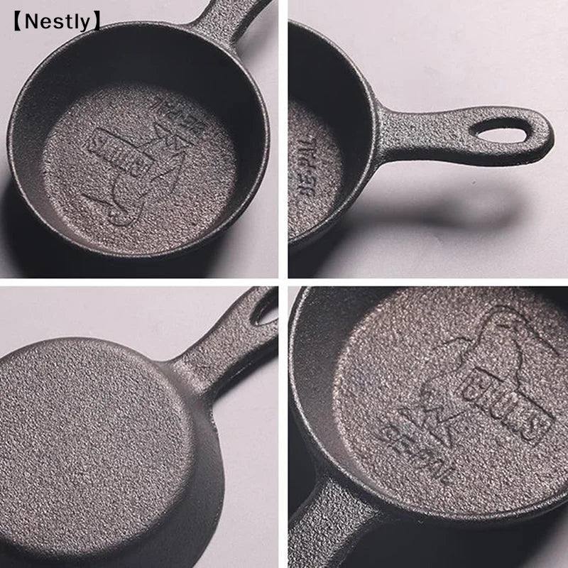 8.5CM Mini Cast Iron Skillet Non-Stick Mini Egg Frying Pan for Kitchen Cookware〔Nest〕