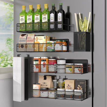 Magnetic spice rack shelf set, full 6-pack system