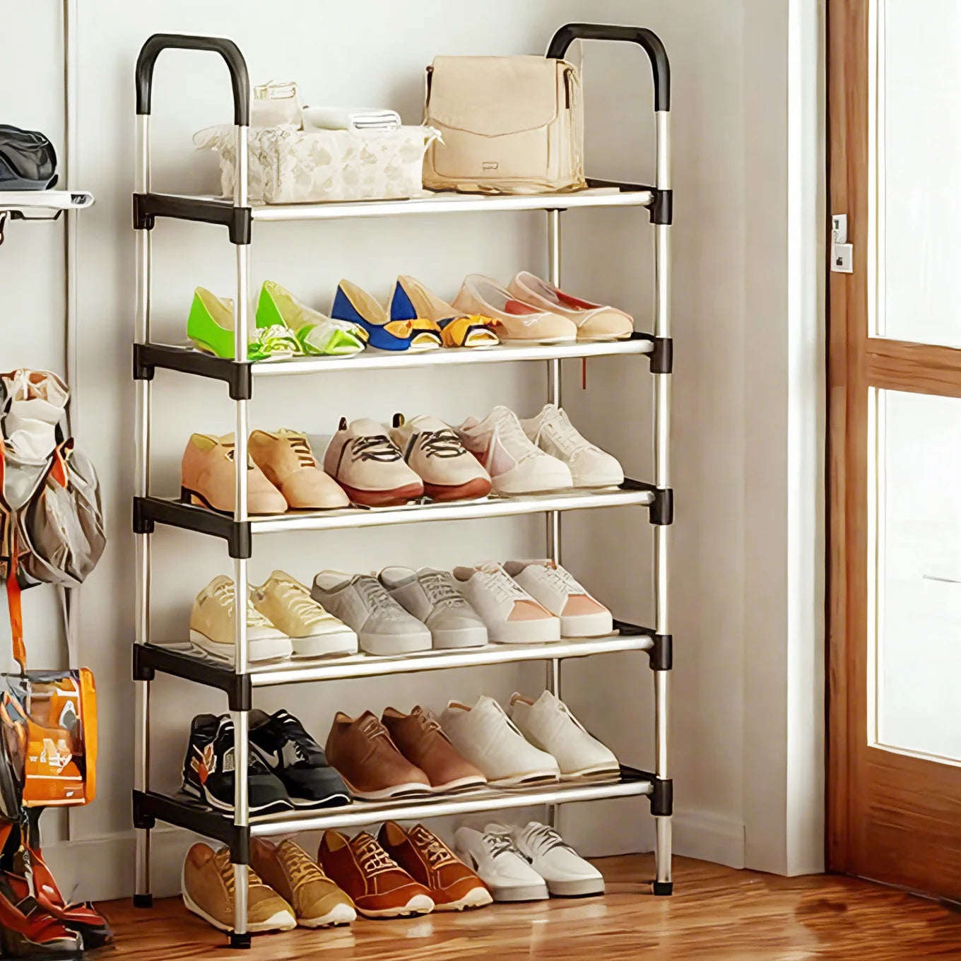 YOYTOO 5-Tier Stackable Metal Shoe Rack - Organize Up to 15 Pairs of Shoes for Closet and Entryway Storage