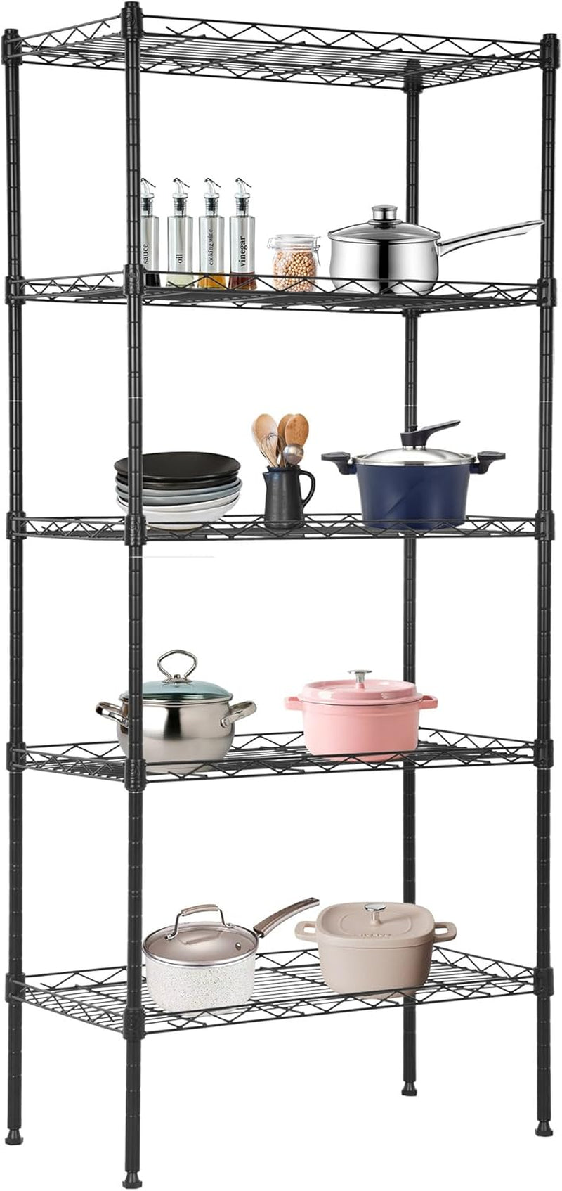 Bestoffice | 6-Tier Wire Storage Shelves with Wheels | 18X48X78 | Chrome | Adjustable Racks | Heavy-Duty Metal Shelf, Holds Upto 600 Lbs | No-Tool Assembly | Ideal for Home & Garage Shelving