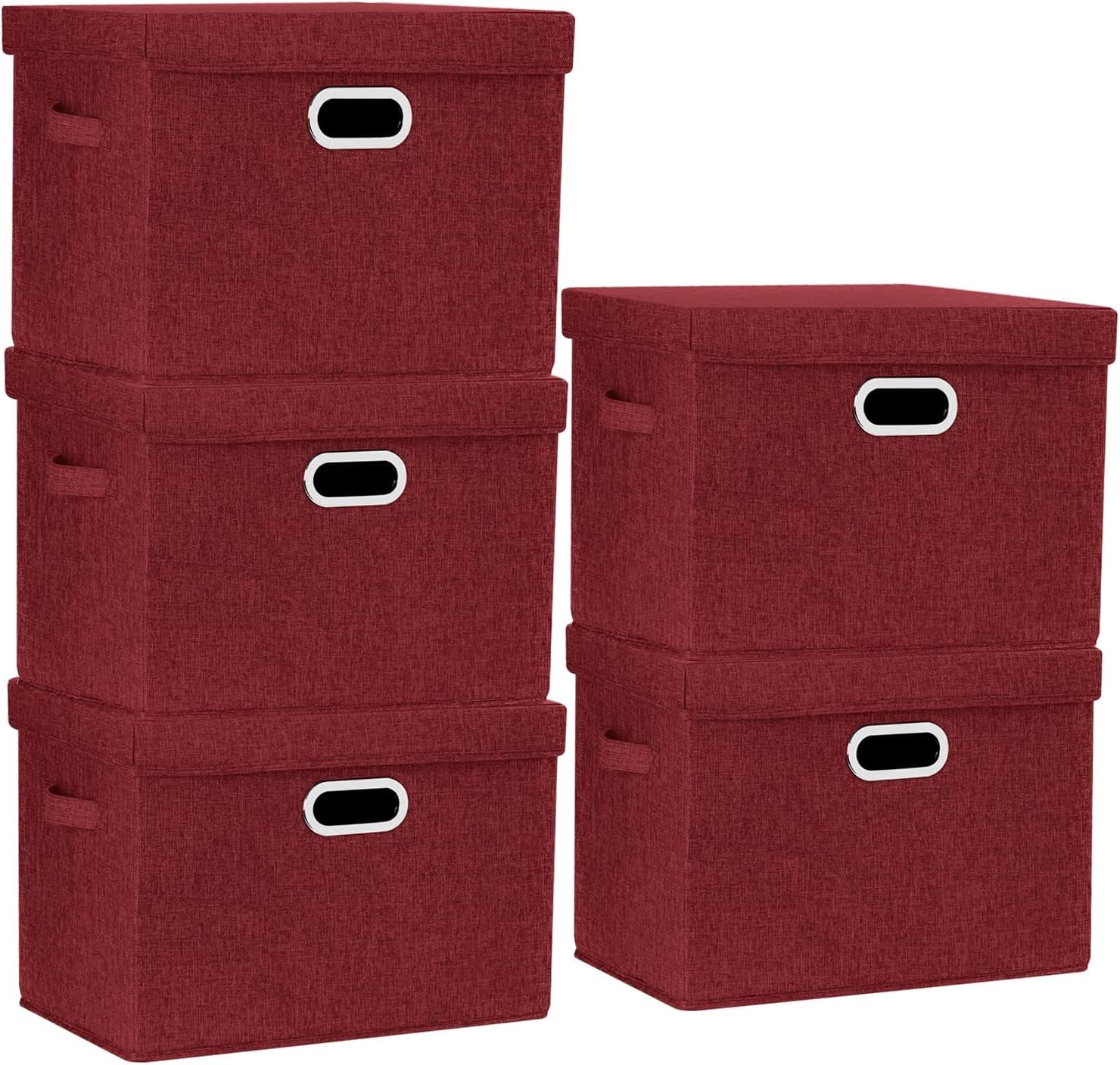 TYEERS Collapsible Storage Bins with Lids, Large Fabric Storage Boxes - 2 Pack - Classic Blue