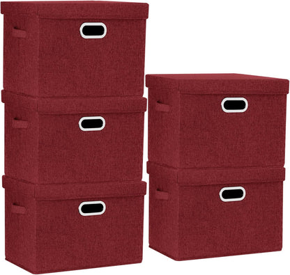 TYEERS Collapsible Storage Bins with Lids, Large Fabric Storage Boxes - 2 Pack - Classic Blue