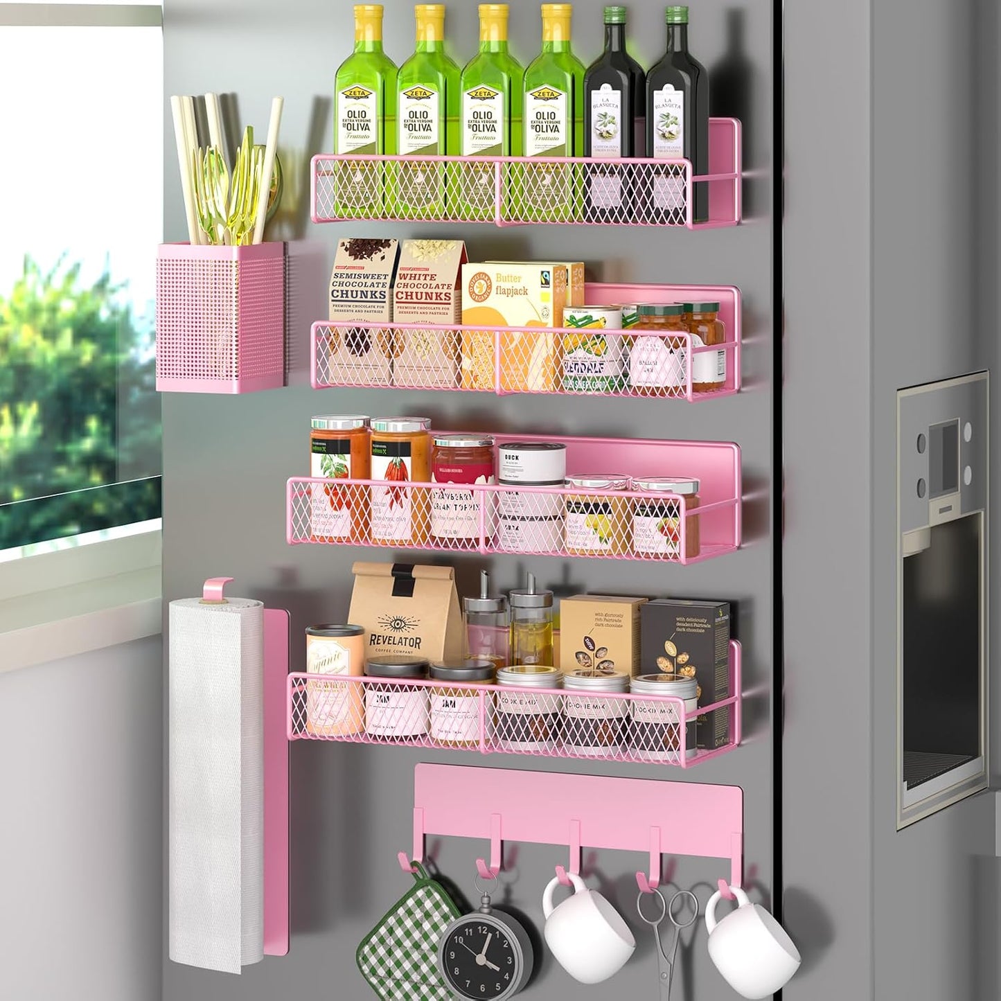 Magnetic spice rack shelf, alternate angle in black finish