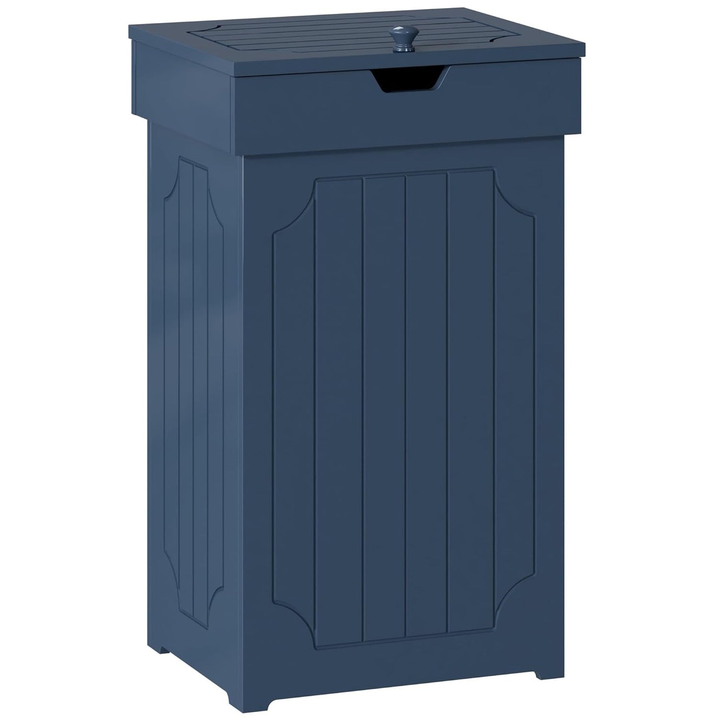 Farmhouse trash can cabinet in blue finish