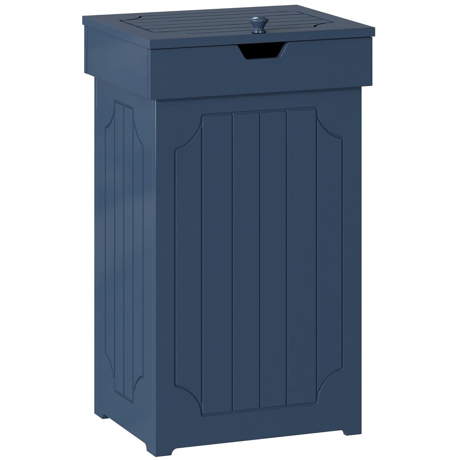 Farmhouse trash can cabinet in blue finish
