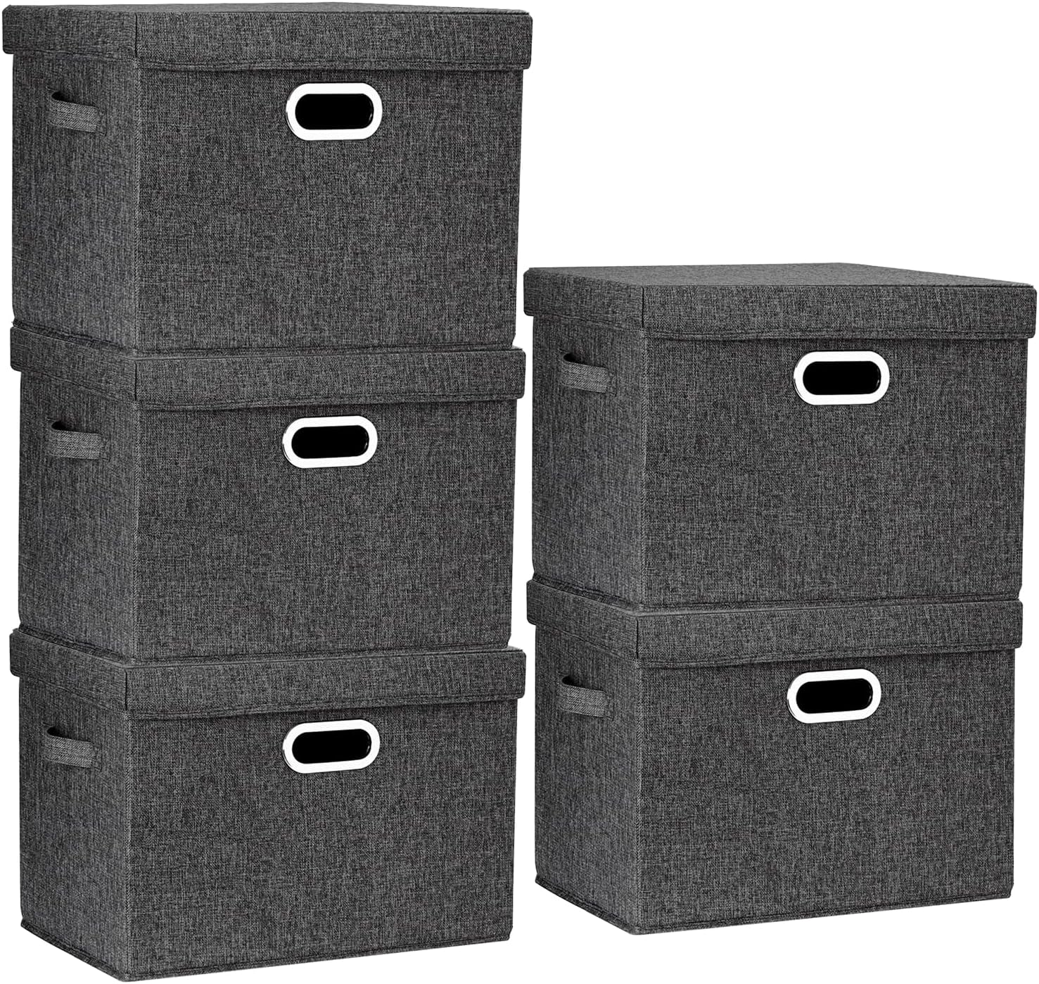 TYEERS Collapsible Storage Bins with Lids, Large Fabric Storage Boxes - 2 Pack - Classic Blue